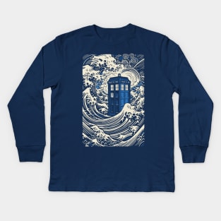 Kanagawa Tardis Kids Long Sleeve T-Shirt